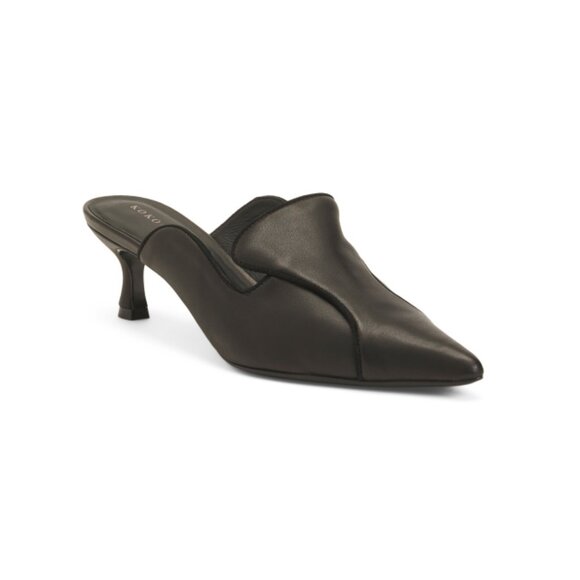 KOKO + PALENKI Black Leather Parker Heeled Mules